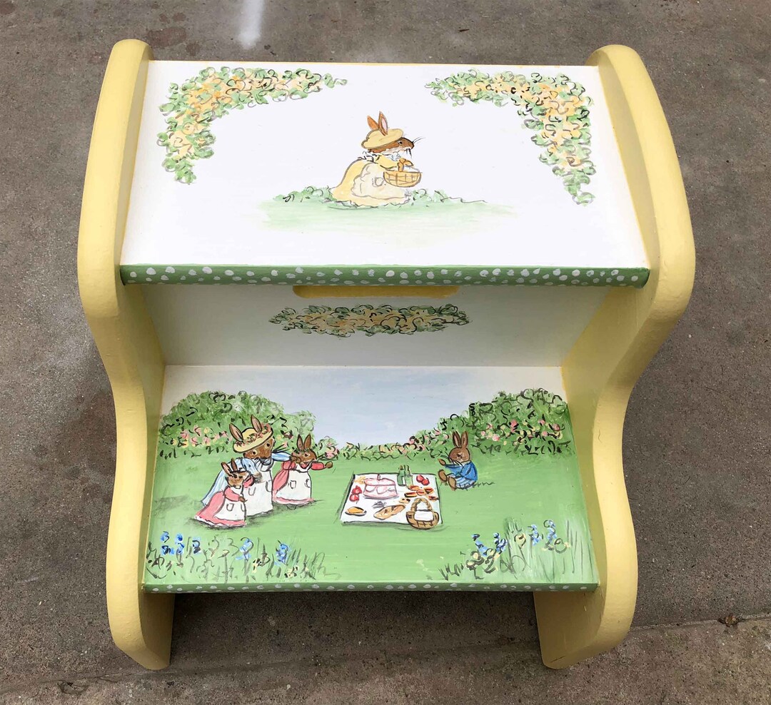 Hand Painted Child s Step Stool Kids Step Stool Painted Step Stools Etsy