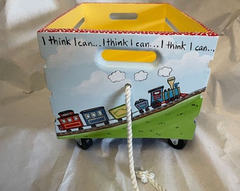 train crate toy box, book crate, baby shower gift