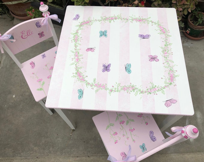 Hand Painted Kids Table Sets Butterfly Table and Chairs Etsy