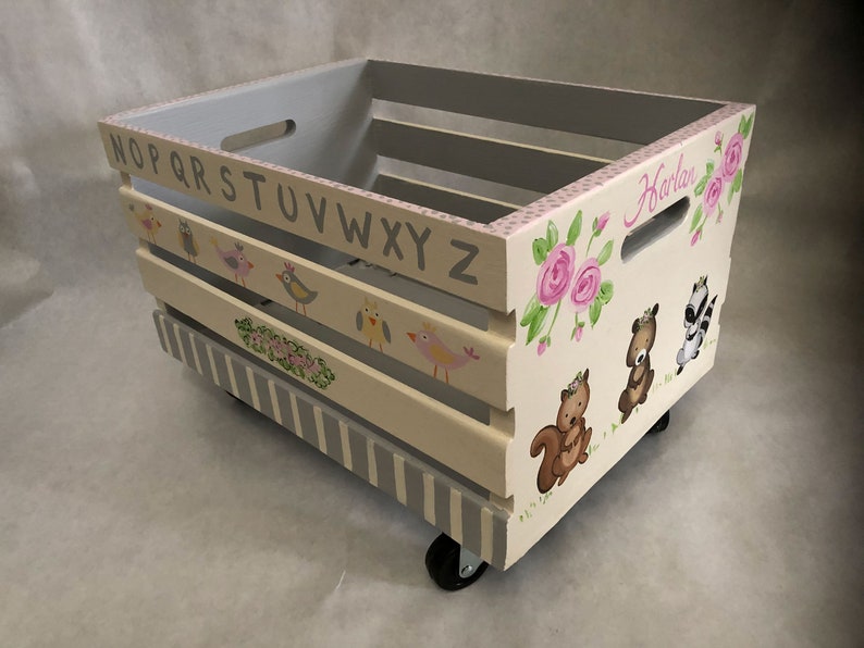 Woodland Toy Box Crate Book Crate New Baby Gift Baby Shower Etsy