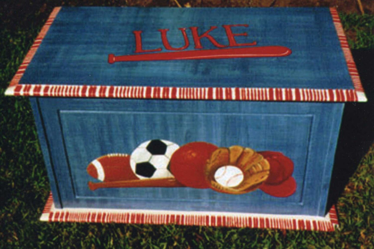 hand painted kids furniture Sports toy box painted toy | Etsy