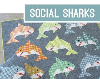 Social Sharks Quilt and Pillow Pattern by Elizabeth Hartman