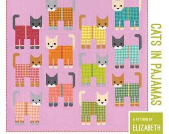 Cats in Pajamas Quilt and Pillow Pattern by Elizabeth Hartman