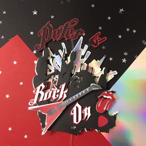 Rock On Music Themed 3D Birthday Party Cake Topper