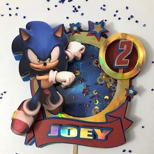 Sonic Cake Topper - Sonic Birthday -  3D Sonic Topper - Sonic Theme