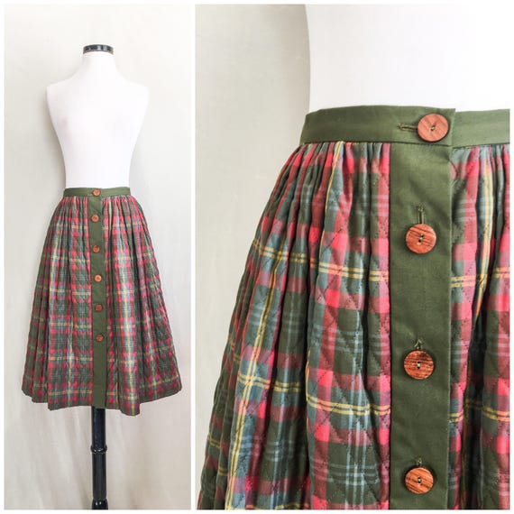 Quilted Button Up Circle Skirt by Miss Pat // 1950