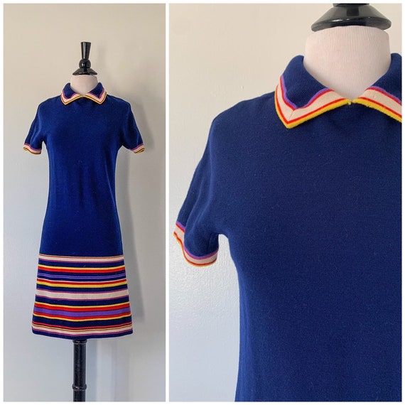 Vintage 1960s Goldworm Merino Wool Mod Dress / 60s