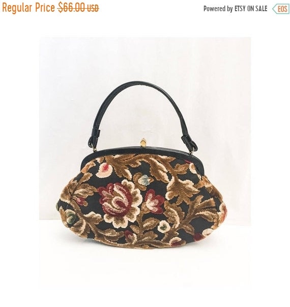 SALE Vintage Tapestry Kelly Bag // 50s 60s Garay T