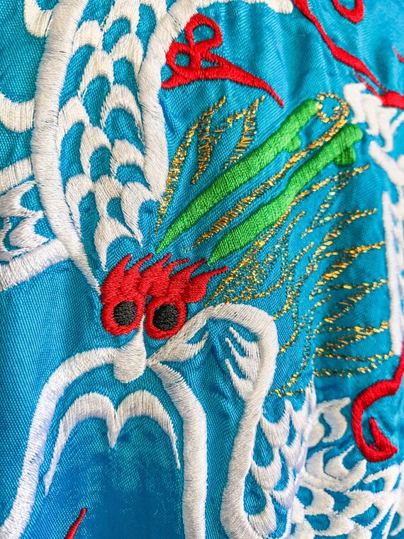 1960s Embroidered Dragon Robe Jacket House Coat /… - image 5