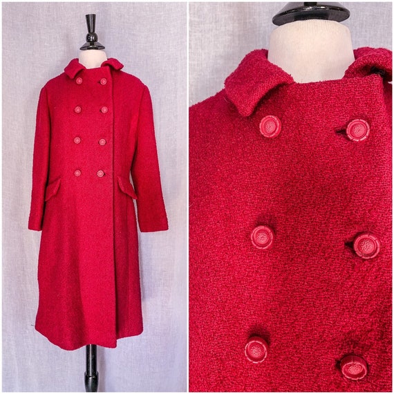 Vintage Newsteters Coat / 1960s Fuchsia Pink Wool
