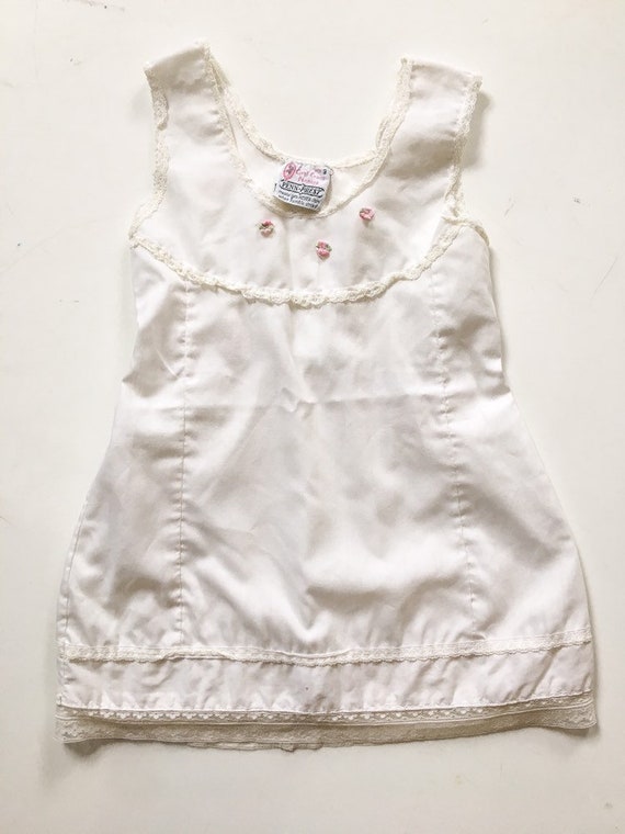 Vintage Baby Dress / White & Pink Flower Baby Dre… - image 4