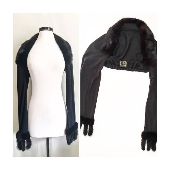 Black Fur Trimed Shrug W/ Fur Fingers // HPI of Sw
