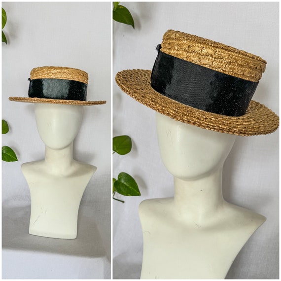 VTG Boater Hat / Antique 1910-1920 Straw Boater Ha