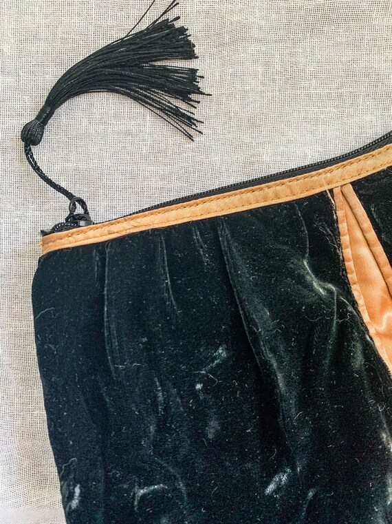 VTG Black Velvet & Gold Satin Geometric Purse and… - image 2