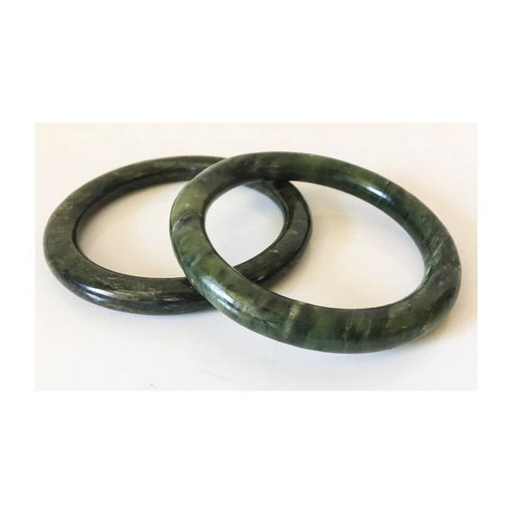 Vintage Jade Bangles // A PAIR of Jade Bangles //… - image 1