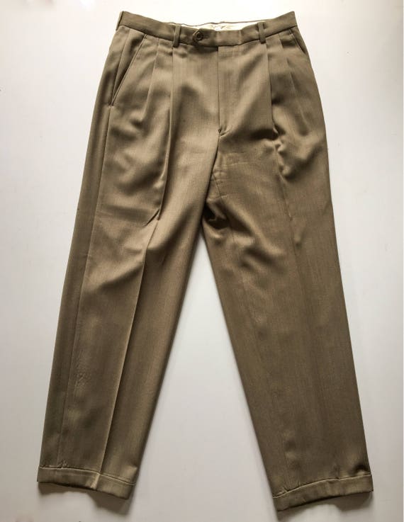 Mens Vintage Designer Olive Green Suit / Fine Tai… - image 3