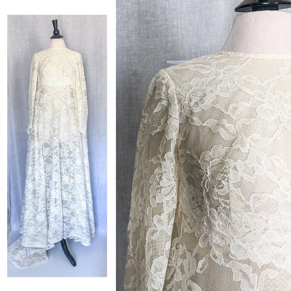 1960s Wedding Gown / Ivory French Lace Wedding Dr… - image 1