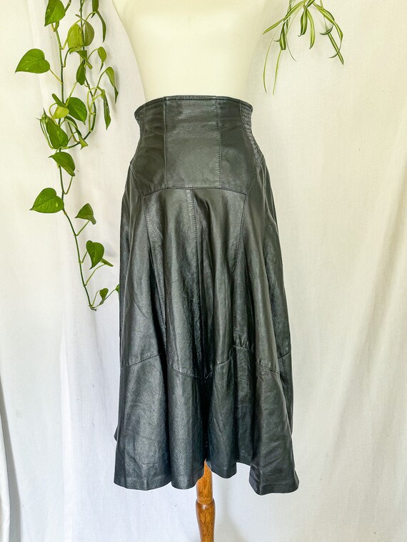 Vintage Black Leather Maxi Skirt by Mario Panvino… - image 4