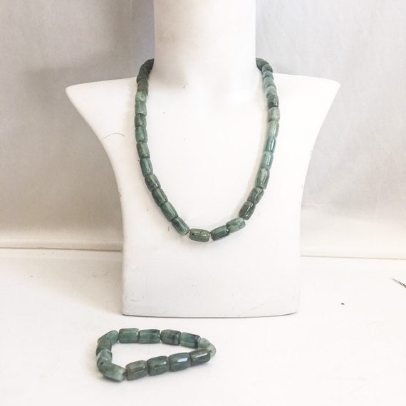 Jade Bracelet and Necklace / Natural Oily Jadeite… - image 7
