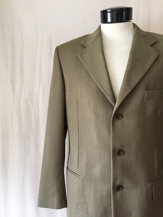 Mens Vintage Designer Olive Green Suit / Fine Tai… - image 8