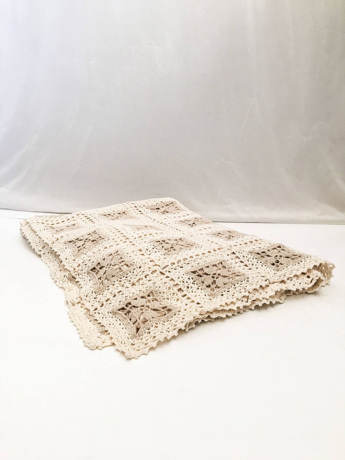 Antique Crochet Blanket // Hand Made Bed Cover Throw Crochet Etsy