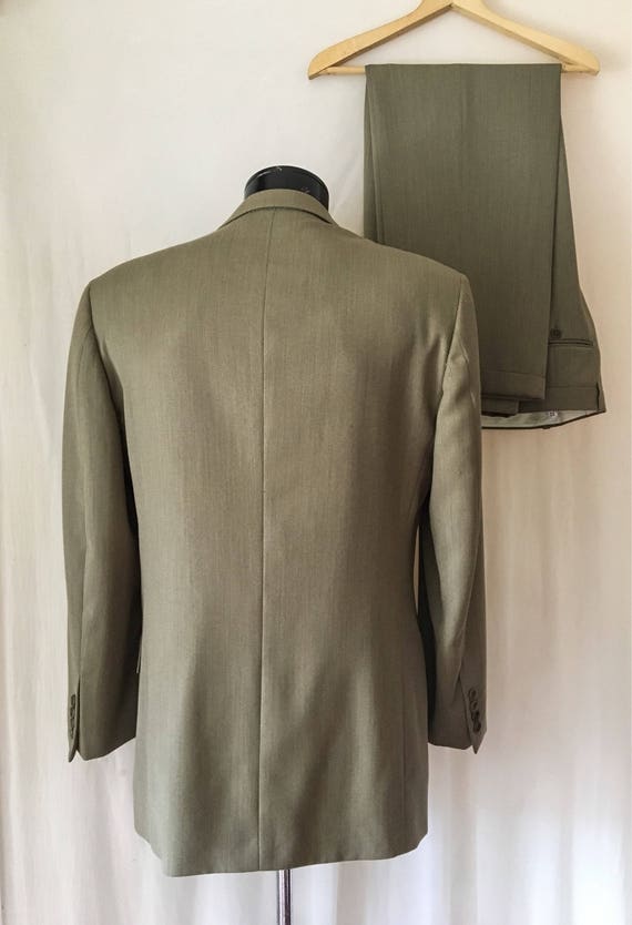 Mens Vintage Designer Olive Green Suit / Fine Tai… - image 2