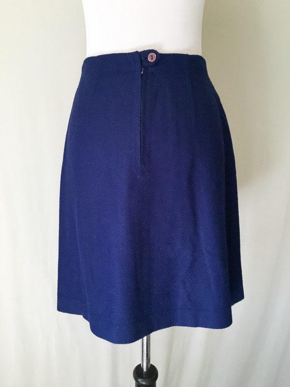 1960s Mod Wool Skirt // Navy High Waist Pleated M… - image 3