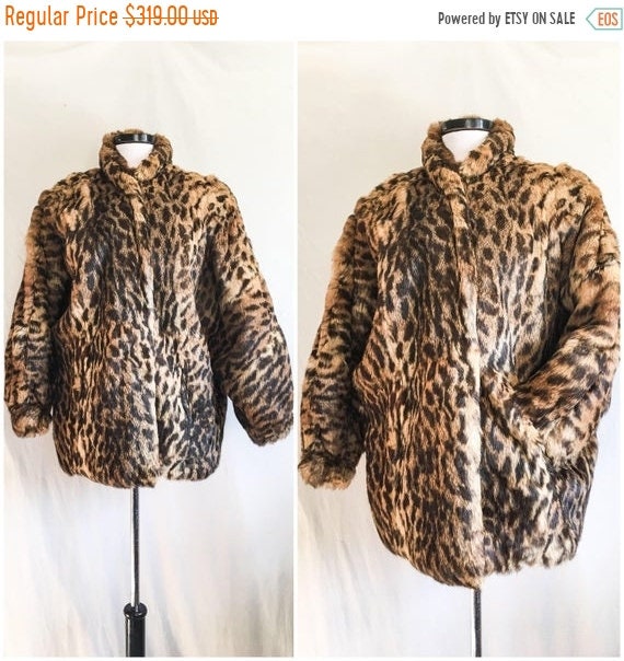 CLEARANCE VTG Leopard Print Coat / Rabbit Fur Jack