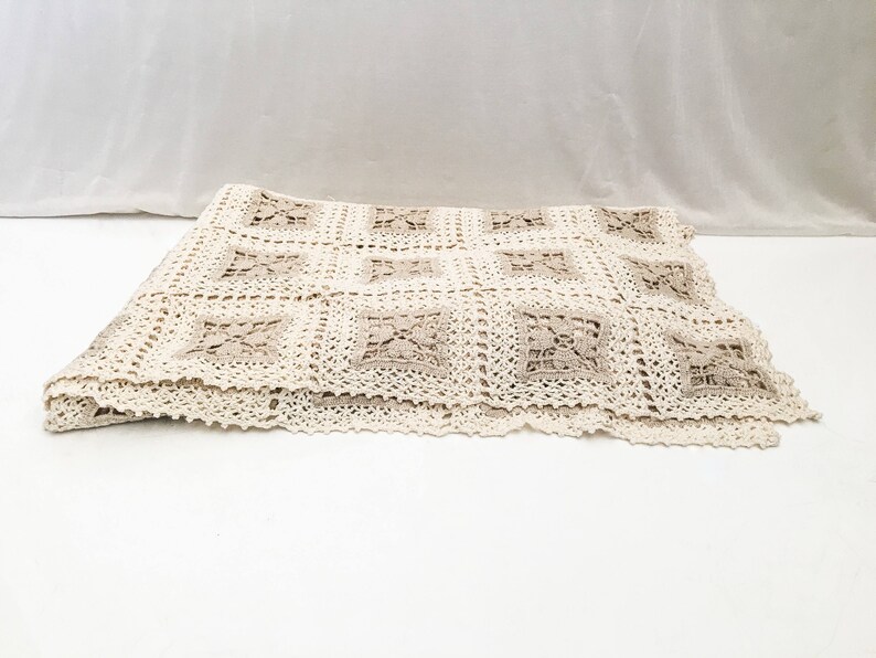 Antique Crochet Blanket // Hand Made Bed Cover Throw Crochet Etsy