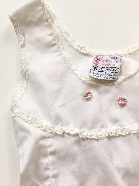 Vintage Baby Dress / White & Pink Flower Baby Dre… - image 3