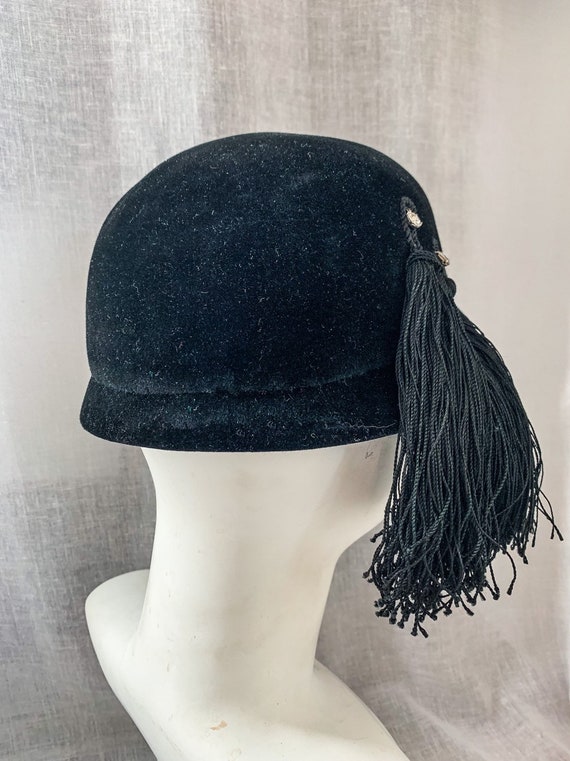 Vintage Bucket Hat / VTG 50s 60s Black Fur Felt H… - image 2