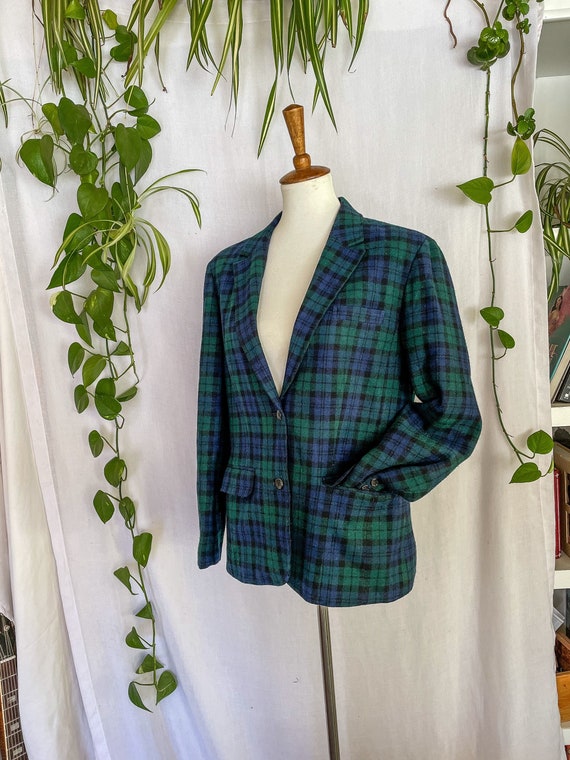 Womens Vintage Pendleton Blazer / Blue + Green Pl… - image 6