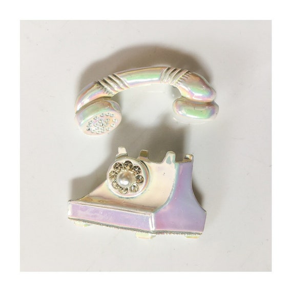 Vintage Telephone Brooch // Rotary Phone Scatter … - image 1