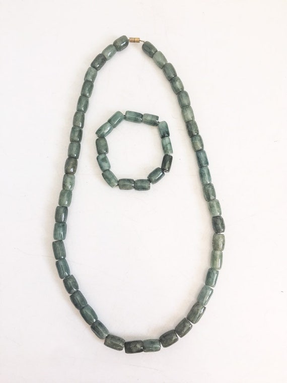 Jade Bracelet and Necklace / Natural Oily Jadeite… - image 2