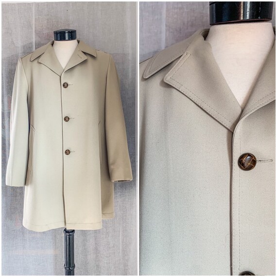 Mens Vintage Overcoat by Casualcraft Beige Tan 50s Overcoat Trench Coat W Full Zip Out Fleece Plaid Lining Mens 1950s Topcoat Size 42 R Etsy