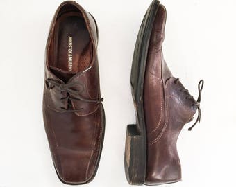 Mens Vintage Johnston & Murphy Brown Leather Oxfords // Vtg Brown Dress Shoes // Lace Up Dress Shoes Leather Upper // Mens Size 10 W