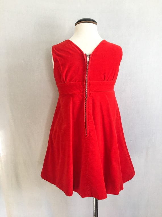 Vintage Girls Christmas Dress / Red Velvet Dress … - image 2