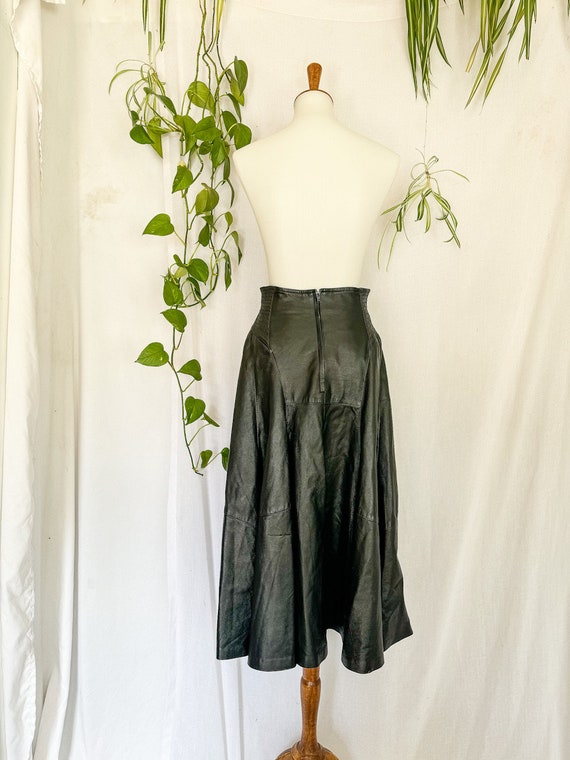 Vintage Black Leather Maxi Skirt by Mario Panvino… - image 6