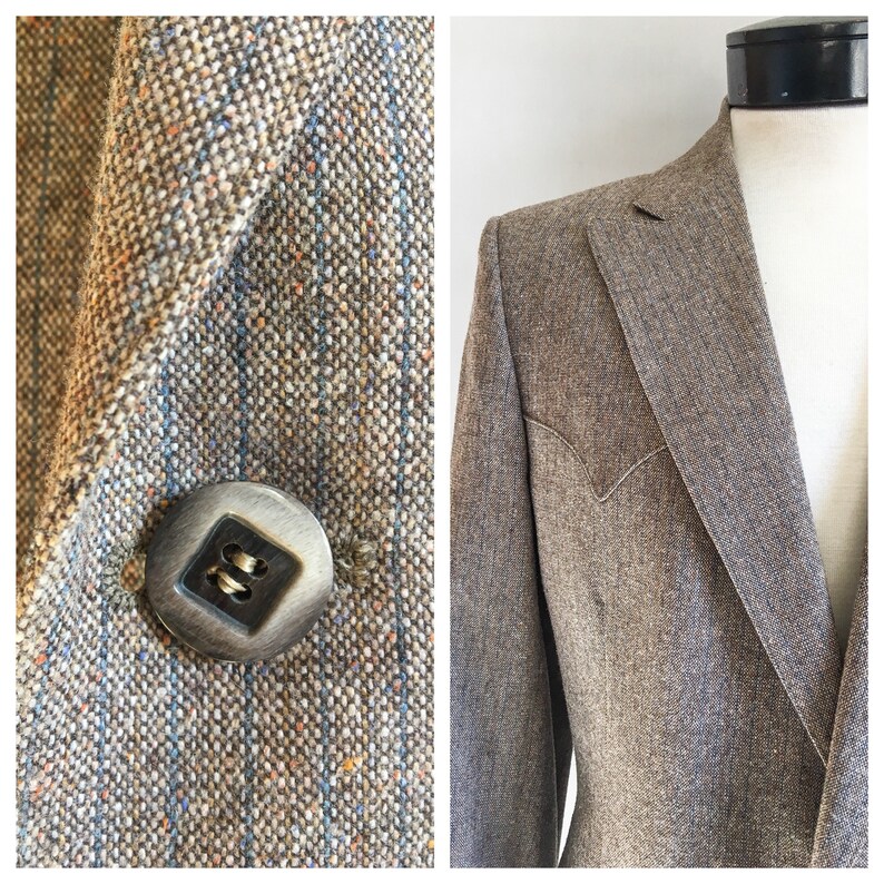 Mens Vintage Mend Suit by Prestige West Grey Taupe Tan Two Piece Suit Wool Suit Mens 2 Piece Suit Western Suit Size 42 Chest
