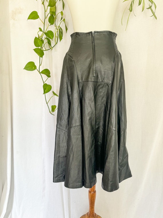 Vintage Black Leather Maxi Skirt by Mario Panvino… - image 7