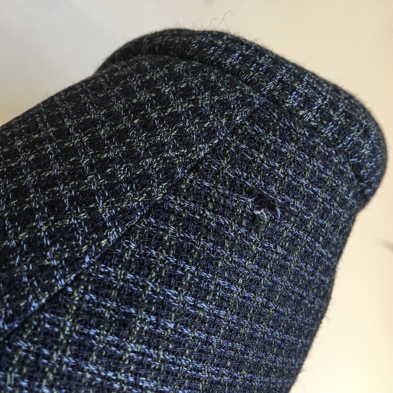 44 L Vintage Oscar De La Renta Sports Coat Blue Tweed Sports Coat Wool Check Blazer Designer Blazer Blue Fine Wool Size 42 L