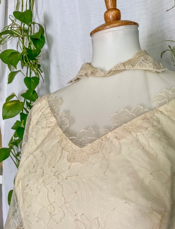 Vintage 1950s Wedding Gown / 50s Cream Tulle & La… - image 7