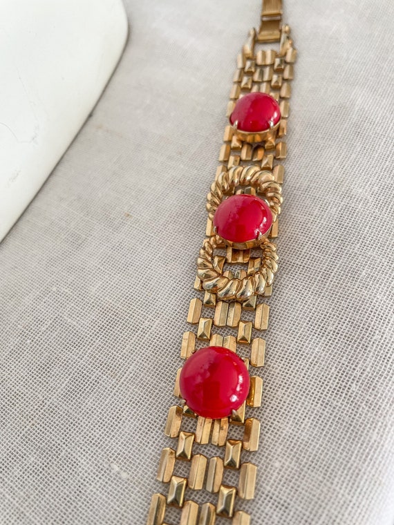 VTG Red & Gold Jewelry Set / 1980s does 1940s Gol… - image 4