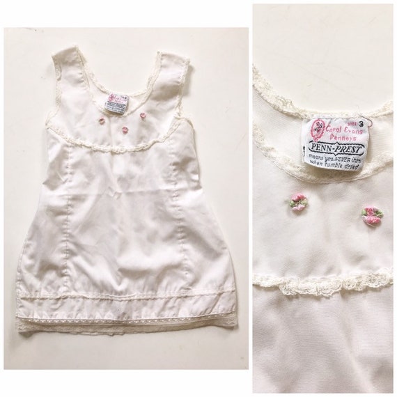 Vintage Baby Dress / White & Pink Flower Baby Dre… - image 1