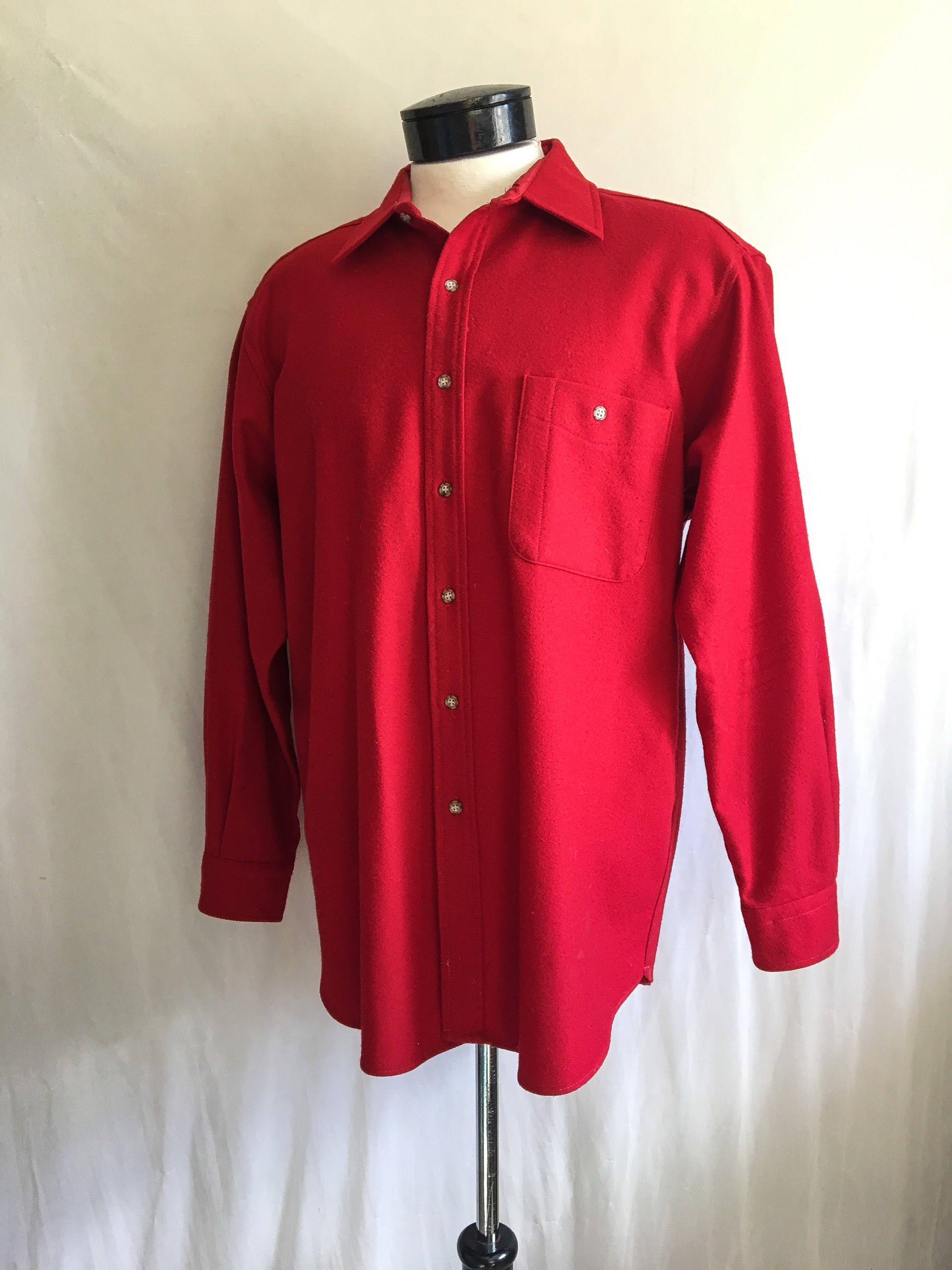 65% OFF Vintage Crimson Red PENDLETON Solid Wool Flannel | Etsy