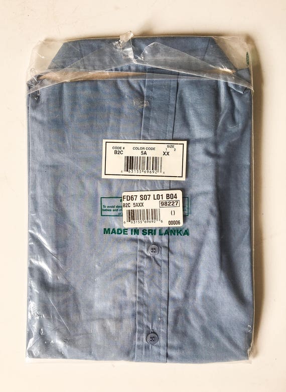 CLEARANCE Vintage Haband Dead Stock Shirt // NOS New Old Stock // New With Tags In Original Plastic Package / Deadstock Vintage Blue Oxford