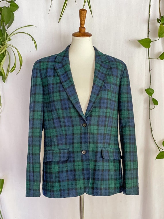 Womens Vintage Pendleton Blazer / Blue + Green Pl… - image 5
