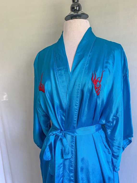 1960s Embroidered Dragon Robe Jacket House Coat /… - image 3