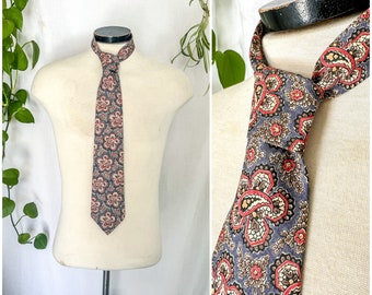 Mens Vintage Liberty Tie / 60s 70s Silk Necktie / 1960s 1970s Tie / Paisley Design, Blue, Pink, Brown, Black / Classic Silk Seventies Tie