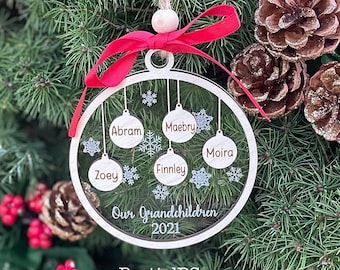 Our Grandchildren Ornament, Our Family Ornament,  Gift for Grandparents, Gift for Grandma, Personalized Christmas Ornament, Grandparent Gift